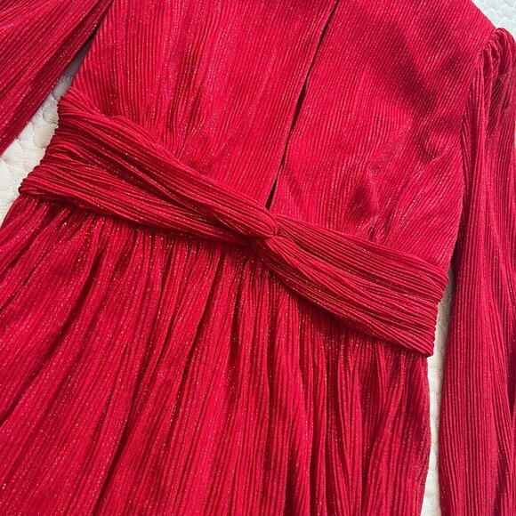 NWOT Rebecca Vallance Samantha Plisse Mini Dress Red Glitter Sparkle Holiday 8 - Picture 8 of 13